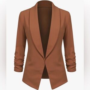 Lock & Love Women's Single-Button Shawl Collar Blazer in Rust Brown